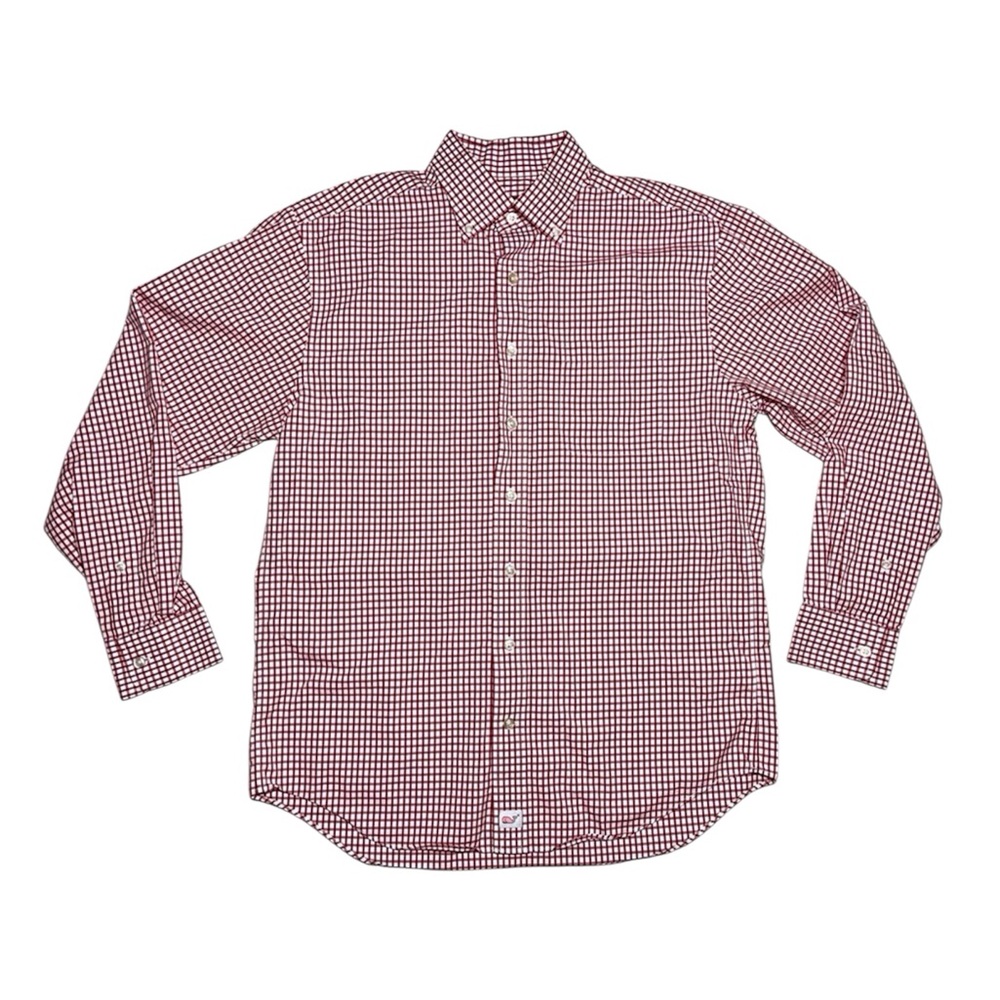 Vineyard Vines Classic-Fit Tucker Dress Shirt Red Checkered Men's Medium